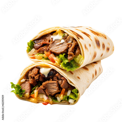 Delicious Shawarma fast food isolated on transparent background Remove png created with Generative AI, Clipping Path