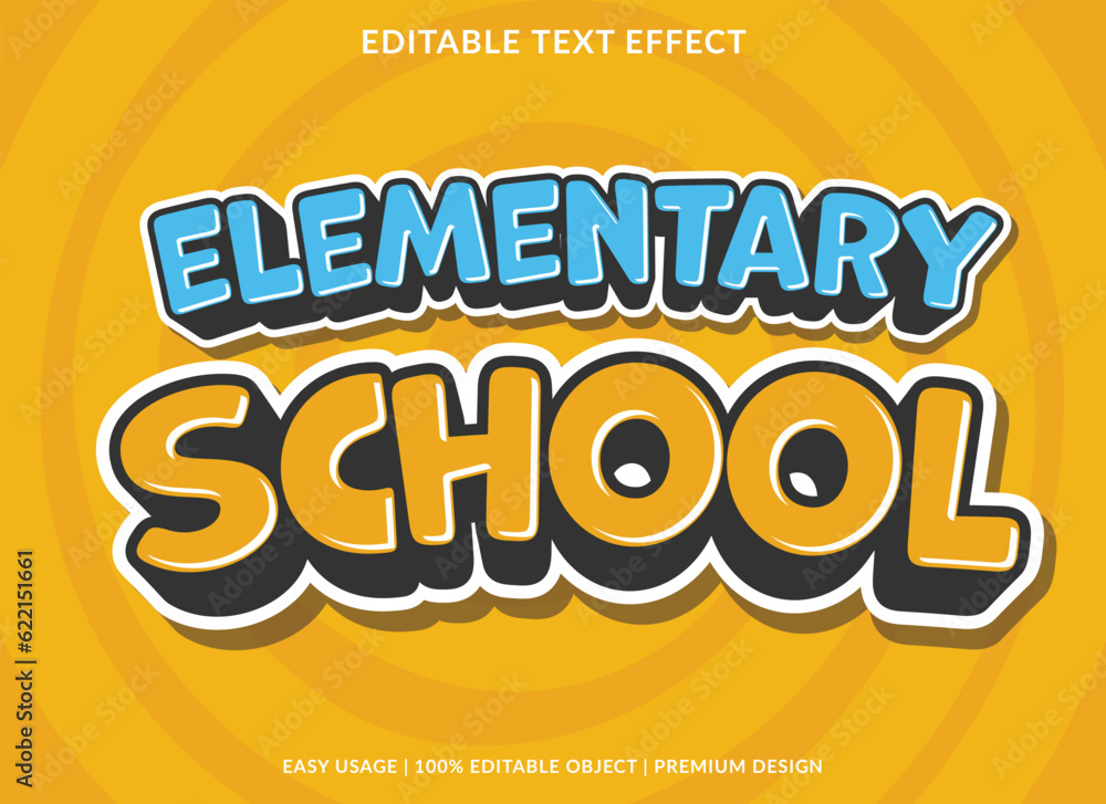 elementary school editable text effect template use for font style headline - obrazy, fototapety, plakaty 