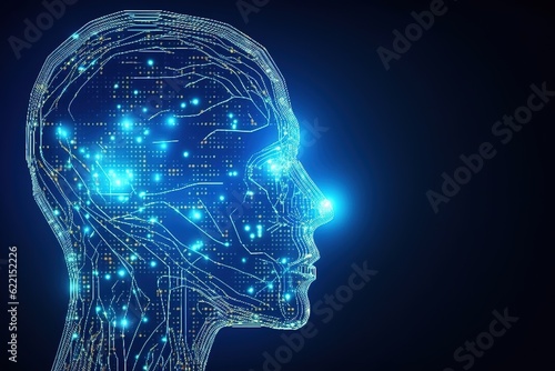 human head with brain Generative AI