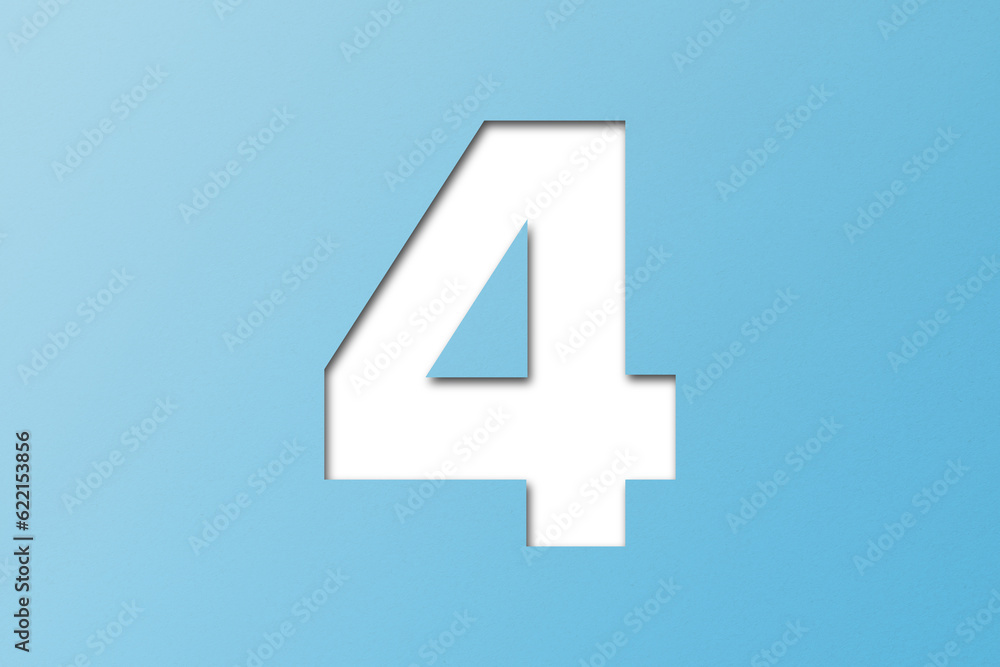 number cut paper 4 light blue colors isolated on transparent background number cut paper 4 light blue colors isolated on transparent background