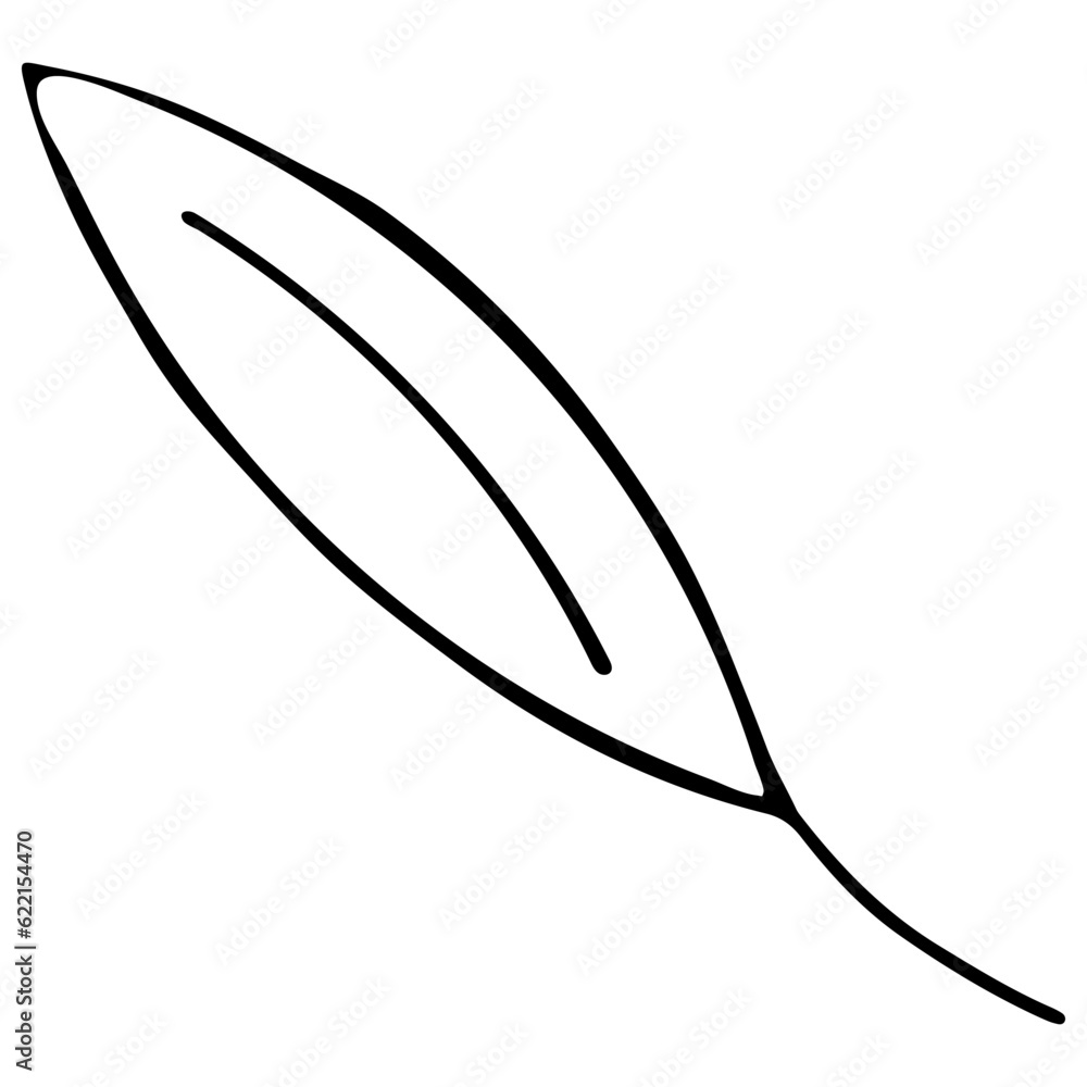 Vector Leaf Illustration on White Background. Leaf Image in Line Art Style. Coloring Page for Kids. Black and White Coloring Book. Vector Leaf Illustration on White Background. Leaf Image in Line Art Style. Coloring Page for Kids. Black and White Coloring Book.