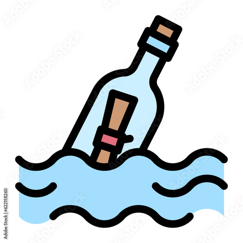 message in a bottle line icon