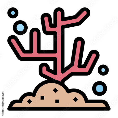 coral reef line icon