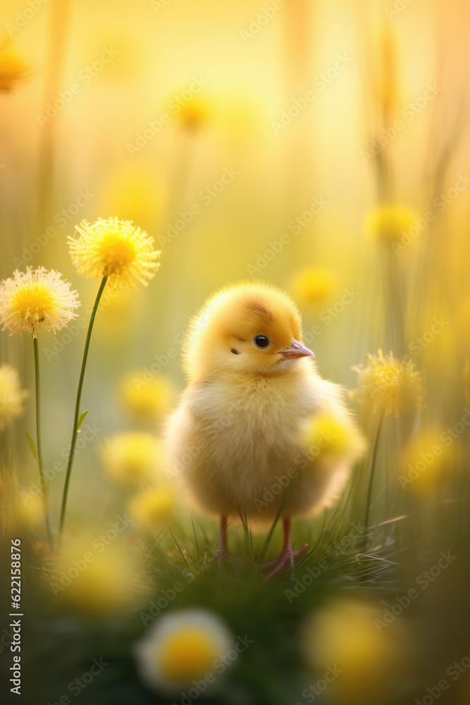 Cute Chick on the Meadow