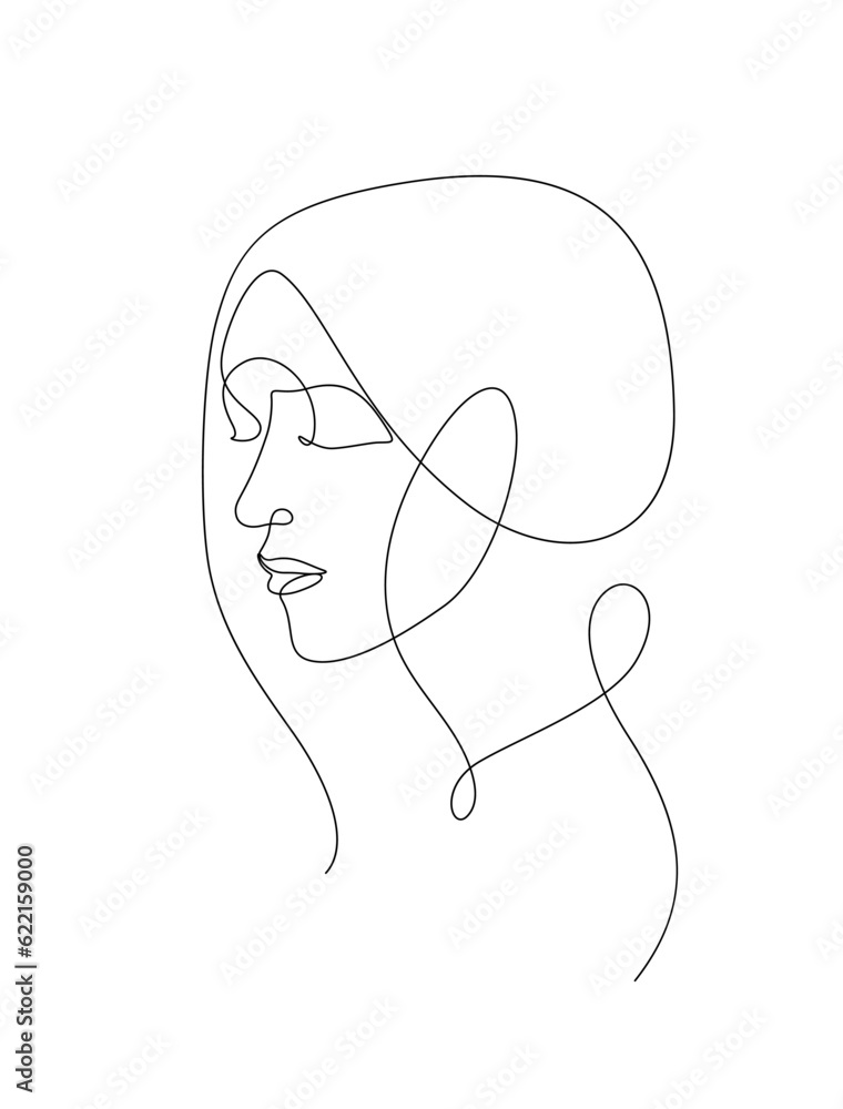 woman face eye closed monoline decorative one line woman face eye closed monoline decorative one line