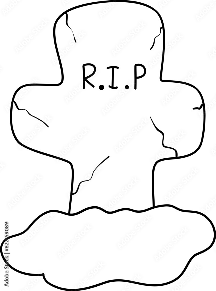 Spooky Halloween Tombstone, Illustration of a Haunted Cemetery Spooky Halloween Tombstone, Illustration of a Haunted Cemetery