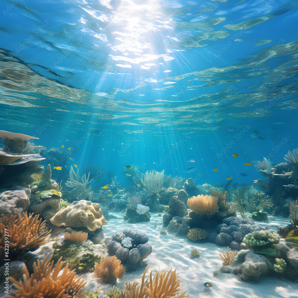 Obraz premium Beautiful clear water with blue sky and clear water, summer, fun, 