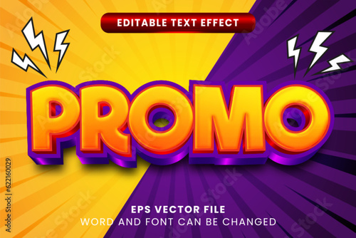 Promotion sale 3d editable text effect with cartoon comic style