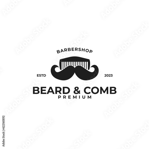 Beard and Comb Logo Design Concept Vector Illustration Symbol Icon