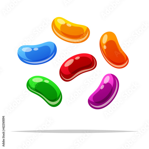Colorful jelly beans candy vector isolated illustration