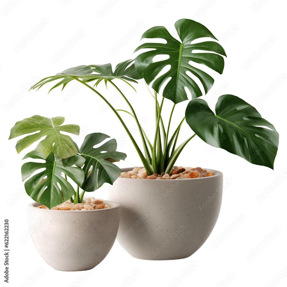 Swiss cheese plant pot, isolated on transparent background