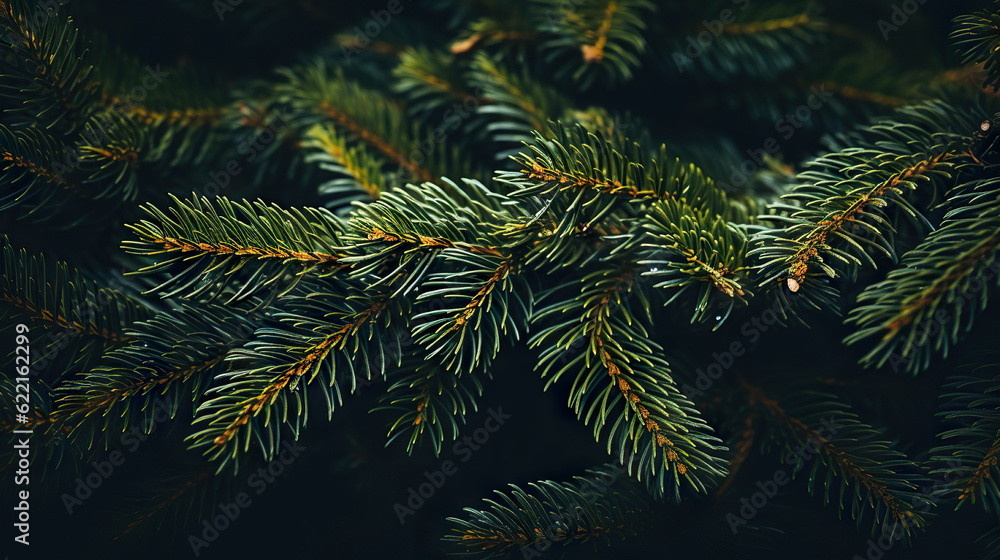 Nature's Festive Embrace Christmas Tree Branches - Symbolizing New Year and Christmas - Banner - Flat Lay, Top View. created with Generative AI Nature's Festive Embrace Christmas Tree Branches - Symbolizing New Year and Christmas - Banner - Flat Lay, Top View. created with Generative AI
