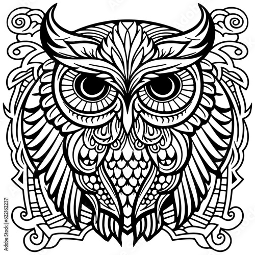 outline of a decorative owl vector