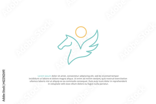 logo line art horse unicorn beautiful simple abstract modern
