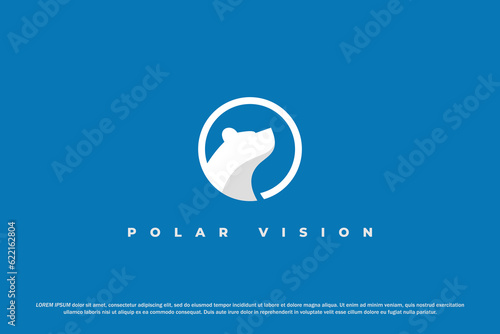 logo polar bear circle blue white color head silhouette