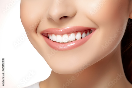 Dental Care and Teeth Whitening,, Young Woman's Beautiful Smile and Healthy Teeth