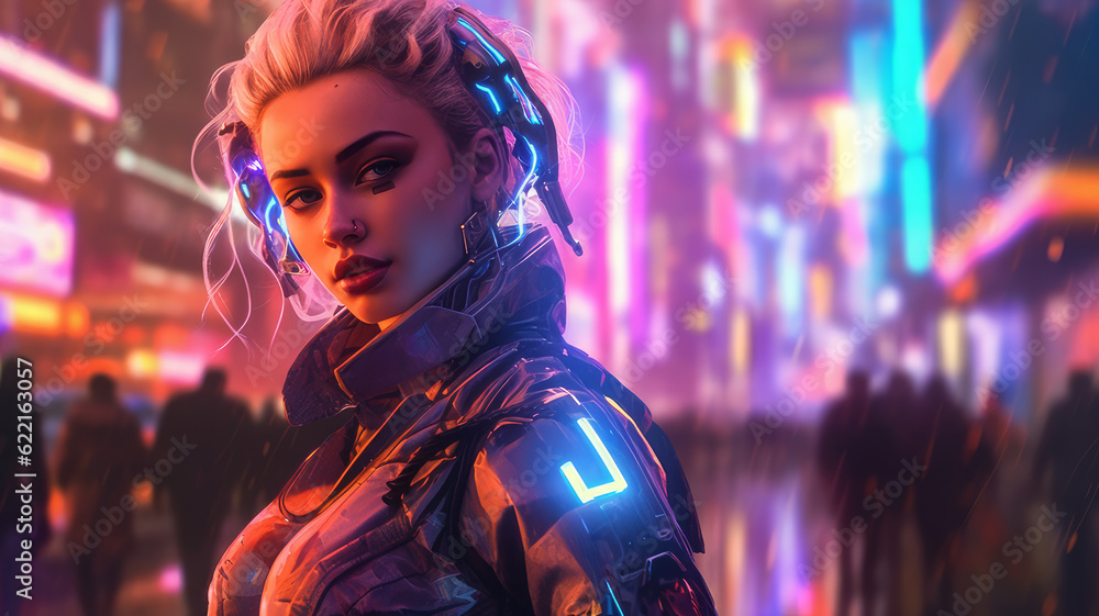 cyborg woman in the city of the future cyborg woman in the city of the future