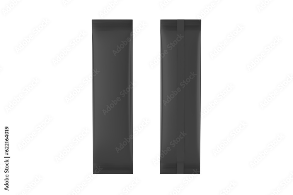 stick sachet front and back mockup isolated on white background. 3d illustration stick sachet front and back mockup isolated on white background. 3d illustration