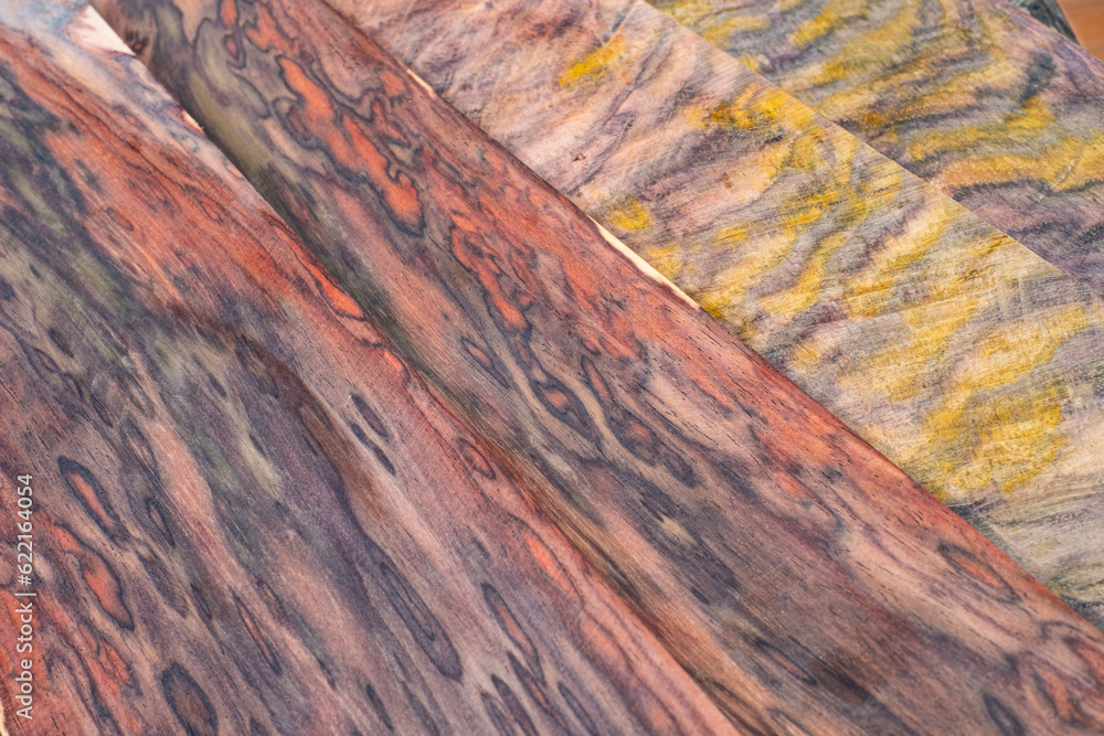 The texture of rosewood planks stacked together The texture of rosewood planks stacked together