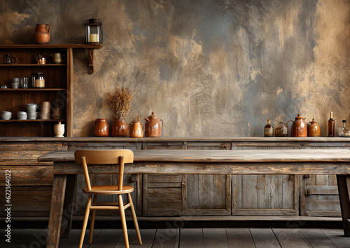  blank wall farmhouse style interior mockup kitchen