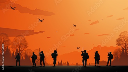 silhouette of a group of warriors