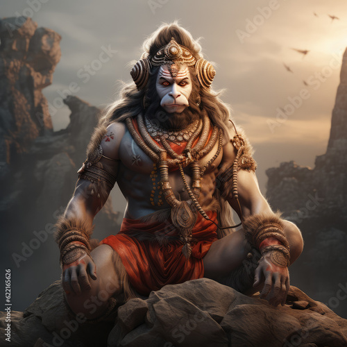 lord hanuman in various poses, generative AI