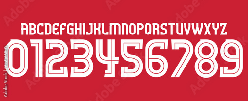font vector team 2014-2015 kit sport style font. football style font with lines inside. liverpool home font england teams. premier league. sports style letters and numbers for soccer team photo