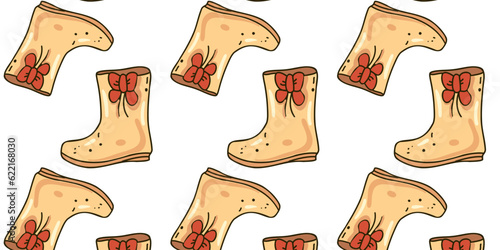 Seamless pattern with rubber boots, vector illustration