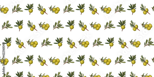 Seamless pattern with olive branch, vector illustration