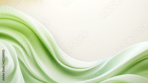 Natural organic banner with green nature background. Wavy textures. Copy space. Generative AI