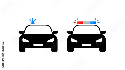 Flashing beacons. Silhouette, black, police flashing lights, special flashing lights, escort. Vector icons.