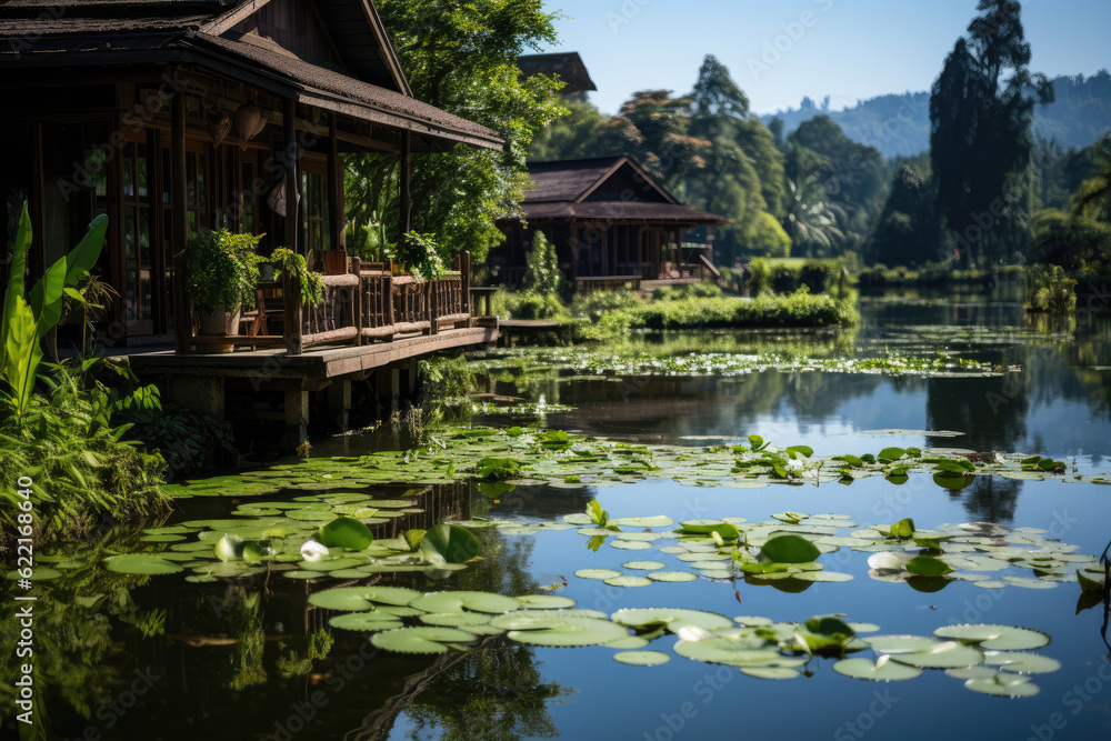 Nestled amidst the serene and picturesque landscapes of rural Thailand, a small hut stands proudly Nestled amidst the serene and picturesque landscapes of rural Thailand, a small hut stands proudly