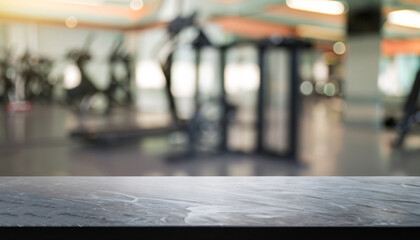 Fotobehang Fitness Zwart marmeren tafelblad met sportschool  © Uuganbayar