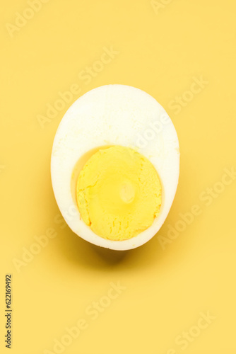 Hard boiled egg half with b...