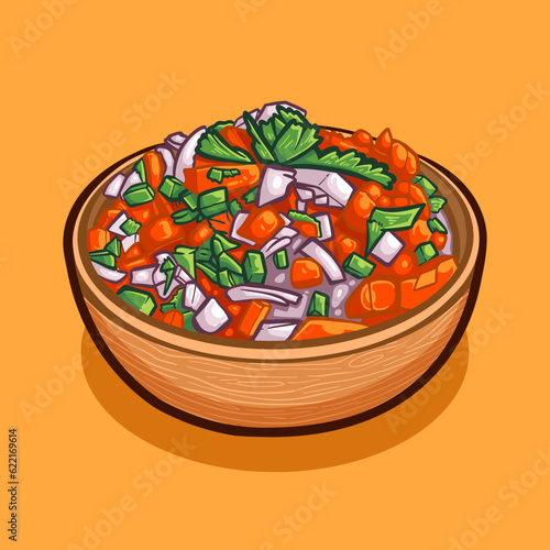 Digital vector illustration of VINAGRETE Brazilian food