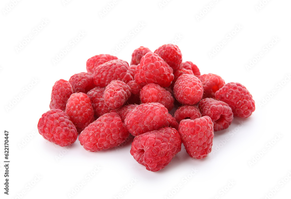 Heap of fresh ripe raspberry on white background Heap of fresh ripe raspberry on white background