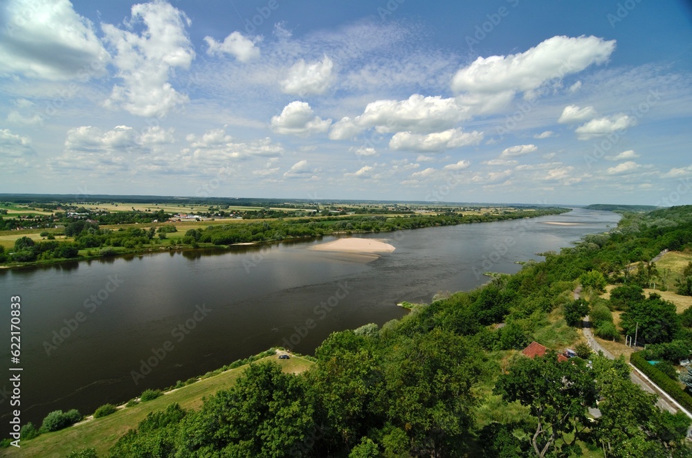 Vistula river landscape view from Klimek  tower in Grudziadz city