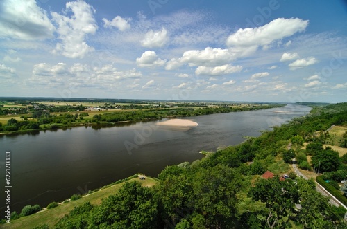 Vistula river landscape view from Klimek tower in Grudziadz city