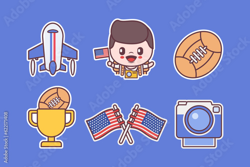 american vector elements, illustration, icon, stickers.