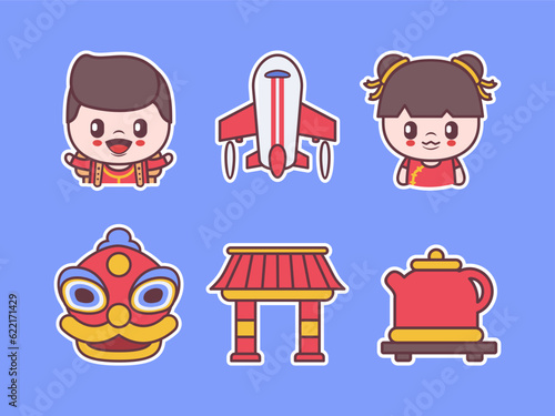 chinese vector elements, illustration, icon, stickers.