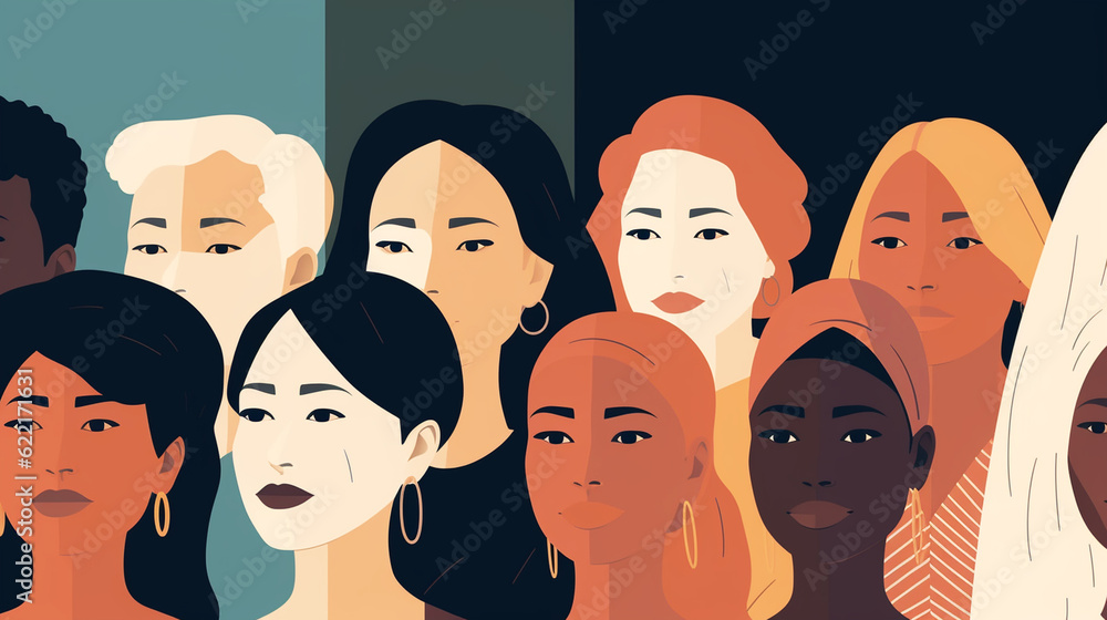 Collage of portraits of an ethnically diverse and mixed age group of focused business professionals. Generative ai Collage of portraits of an ethnically diverse and mixed age group of focused business professionals. Generative ai
