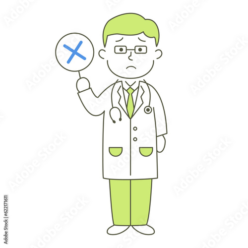 doctor, man, medical care, hospital, NG, denial, negation, negation, simple, simple substance, human, illustration, vector