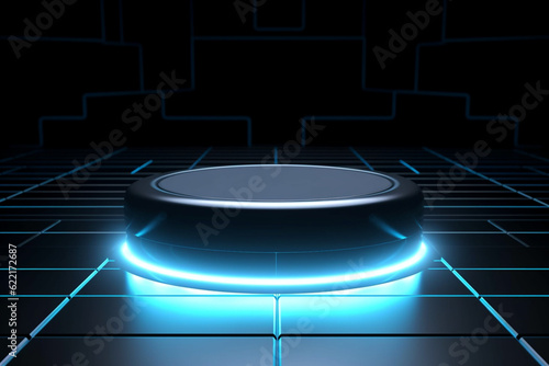 3D abstract futuristic background with a pedestal © alisaaa