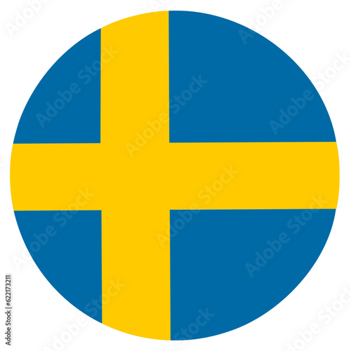 Swedish flag circle transparent png. Sweden flag round. vector illustration