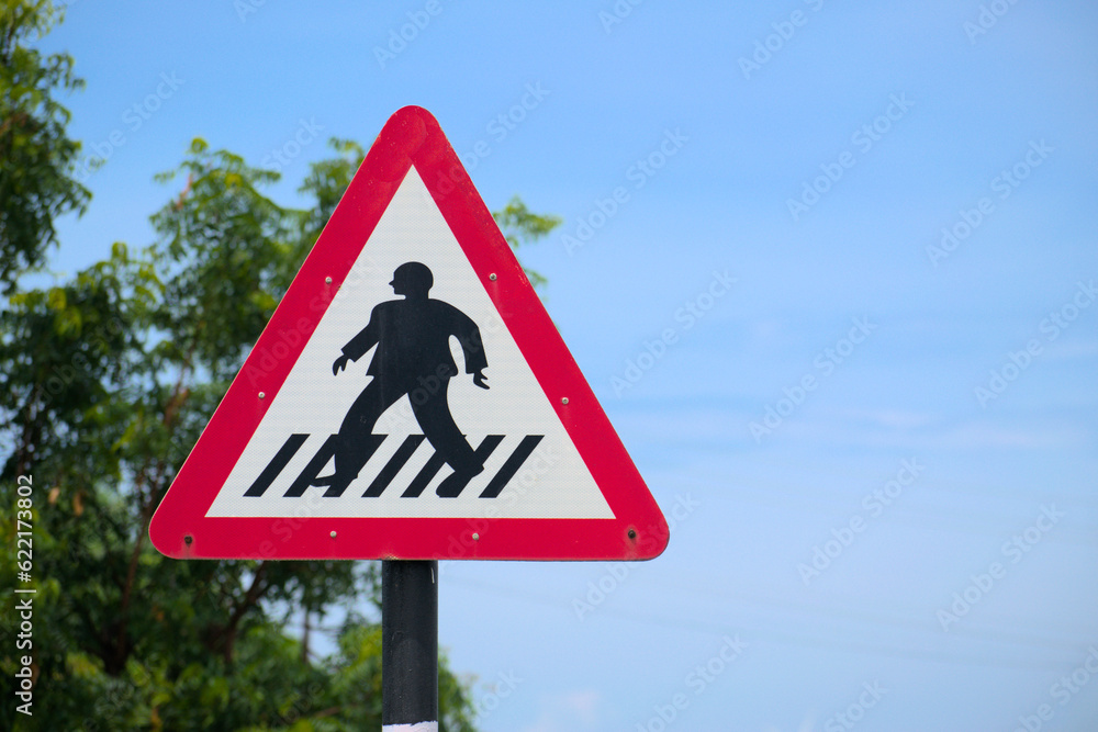 Road pedestrian zebra crossing traffic signage in highway / street Road pedestrian zebra crossing traffic signage in highway / street