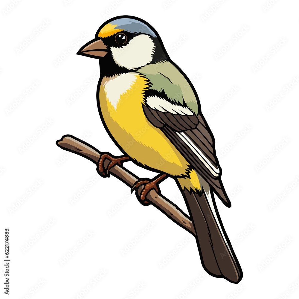 Obraz premium fluffy appearance American Goldfinch illustration in cartoon style