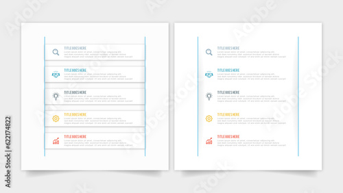 Simple and Clean Presentation Business Infographic Design Template with 5 Bar of Options