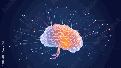 Brain with circuit board texture. Digital concept. Vector illustration.