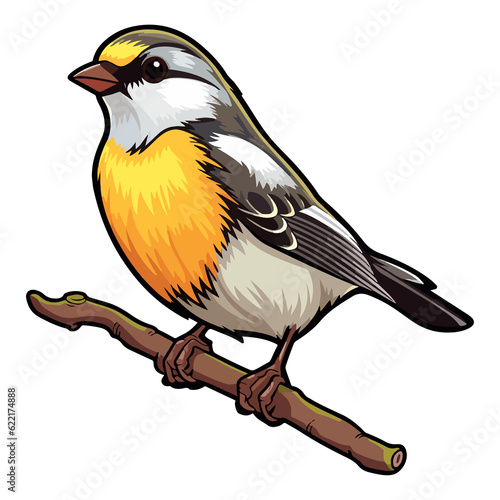 fluffy appearance American Goldfinch illustration in cartoon style
