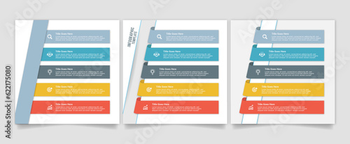 Simple and Clean Presentation Business Infographic Design Template with 5 Bar of Options
